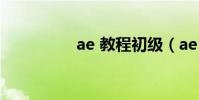 ae 教程初級(ae 教程)