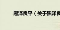 黑澤良平(關于黑澤良平的介紹)