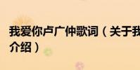 我愛你盧廣仲歌詞(關于我愛你盧廣仲歌詞的介紹)