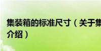 集裝箱的標準尺寸(關于集裝箱的標準尺寸的介紹)