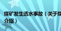煤礦發生透水事故(關于煤礦發生透水事故的介紹)