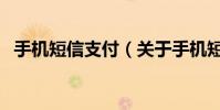 手機短信支付(關于手機短信支付的介紹)