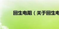 回生電阻(關于回生電阻的介紹)