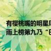 有櫻桃嘴的明星周冬雨（娛樂圈十大小臉女星排行榜：周冬雨上榜第九乃“巴掌臉”）