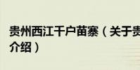 貴州西江千戶苗寨(關于貴州西江千戶苗寨的介紹)