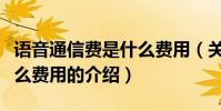 語音通信費是什么費用(關于語音通信費是什么費用的介紹)