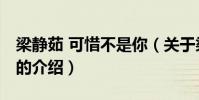 梁靜茹 可惜不是你(關于梁靜茹 可惜不是你的介紹)