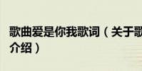 歌曲愛是你我歌詞(關于歌曲愛是你我歌詞的介紹)