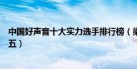 中國好聲音十大實力選手排行榜(梁博第一屆冠軍張碧晨第五)