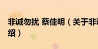 非誠勿擾 蔡佳明(關于非誠勿擾 蔡佳明的介紹)