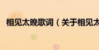 相見太晚歌詞(關于相見太晚歌詞的介紹)