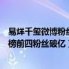 易烊千璽微博粉絲排行（微博人氣明星排行榜：易烊千璽上榜前四粉絲破億）