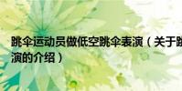 跳傘運動員做低空跳傘表演(關于跳傘運動員做低空跳傘表演的介紹)