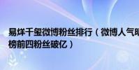 易烊千璽微博粉絲排行(微博人氣明星排行榜:易烊千璽上榜前四粉絲破億)