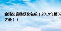 金雞獎完整獲獎名單(2019年第32屆金雞獎出爐(附歷年之最))