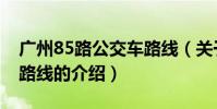 廣州85路公交車路線(關于廣州85路公交車路線的介紹)