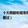 十大韓劇收視率排行榜（《醫道》好評度高,最后一部你一定看過）