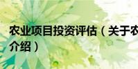 農業項目投資評估(關于農業項目投資評估的介紹)