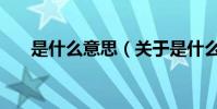 是什么意思(關于是什么意思的介紹)