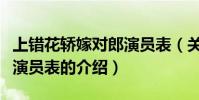 上錯花轎嫁對郎演員表(關于上錯花轎嫁對郎演員表的介紹)