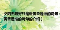 夕陽無限好只是近黃昏是誰的詩句(關于夕陽無限好只是近黃昏是誰的詩句的介紹)