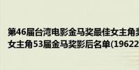 第46屆臺灣電影金馬獎最佳女主角獎(歷屆臺灣金馬獎最佳女主角53屆金馬獎影后名單(19622016))