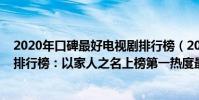 2020年口碑最好電視劇排行榜(2020十大熱門國產電視劇排行榜:以家人之名上榜第一熱度最高)