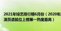 2021年綜藝排行榜6月份(2020年度十大熱門綜藝排行榜:演員請就位上榜第一熱度最高)