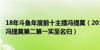 18年斗魚年度前十主播馮提莫(2018斗魚主播人氣排行榜:馮提莫第二第一實至名歸)