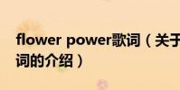 flower power歌詞(關于flower power歌詞的介紹)