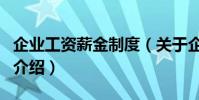 企業工資薪金制度(關于企業工資薪金制度的介紹)