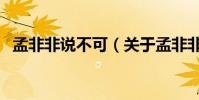 孟非非說不可(關于孟非非說不可的介紹)