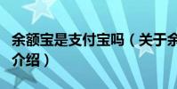 余額寶是支付寶嗎(關于余額寶是支付寶嗎的介紹)