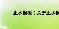 止水鋼板(關于止水鋼板的介紹)