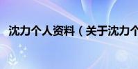 沈力個人資料(關于沈力個人資料的介紹)
