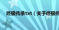 終極傳承txt(關于終極傳承txt的介紹)