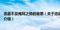 迅雷不及掩耳之勢的意思(關于迅雷不及掩耳之勢的意思的介紹)