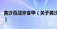 黃沙百戰穿金甲(關于黃沙百戰穿金甲的介紹)