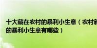 十大藏在農村的暴利小生意(農村新型不起眼的商機不起眼的暴利小生意有哪些)