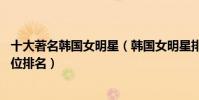 十大著名韓國女明星(韓國女明星排名前10名韓國女藝人地位排名)