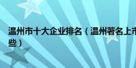 溫州市十大企業排名(溫州著名上市公司溫州大型企業有哪些)