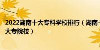 2022湖南十大專科學校排行(湖南十大高職院校湖南最好的大專院校)