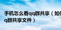 手機怎么看qq群共享(如何用手機操作查看qq群共享文件)