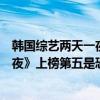 韓國綜藝兩天一夜2016（豆瓣9分以上韓國綜藝：《兩天一夜》上榜第五是恐怖類綜藝）