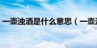 一壺濁酒是什么意思(一壺濁酒是什么意思)