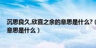 沉思良久,欣喜之余的意思是什么?(沉思良久、欣喜之余的意思是什么)