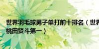 世界羽毛球男子單打前十排名(世界羽毛球男單實力排行榜桃田賢斗第一)