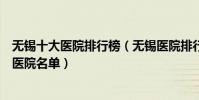無錫十大醫院排行榜(無錫醫院排行前十無錫市較好的三甲醫院名單)