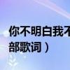 你不明白我不明白是什么歌（不是我不明白全部歌詞）