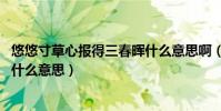 悠悠寸草心報得三春暉什么意思啊(悠悠寸草心,報得三春暉什么意思)
